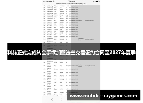 科赫正式完成转会手续加盟法兰克福签约合同至2027年夏季 科赫正式完成转会手续加盟法兰克福签约合同至2027年夏季